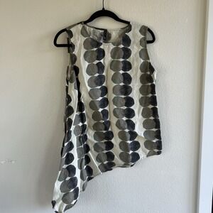 FOIL Linen Asymmetrical Hem Tank Women's 6 Lagenlook Artsy Art To Wear